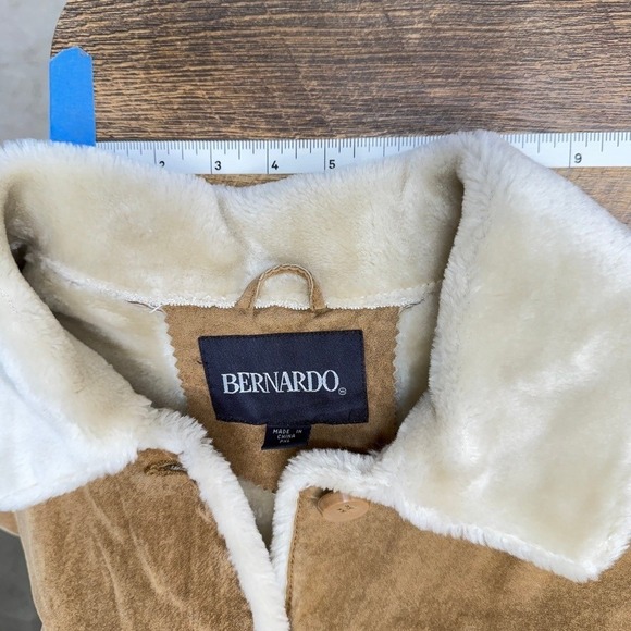 Bernardo Suede Sherpa Patchwork Coat Womens XLP Southwestern Fall Winter Warm - Picture 5 of 16
